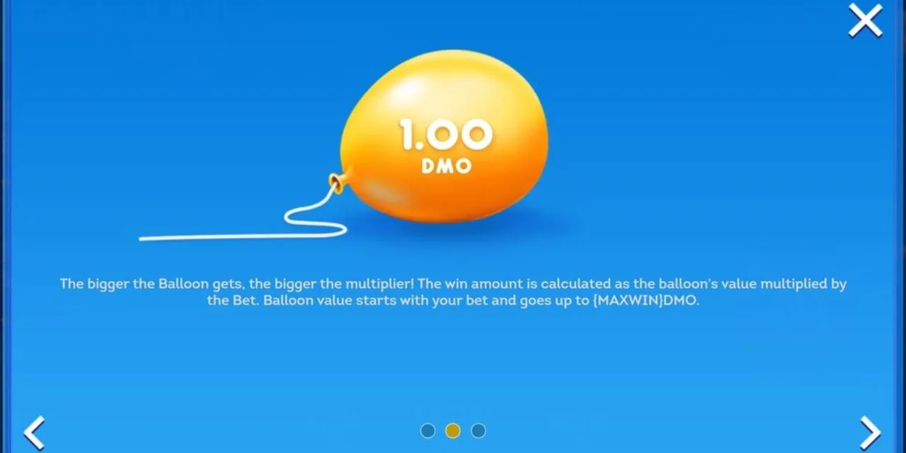 Pantalla de ayuda de Balloon que explica como el tamano del globo aumenta el multiplicador.