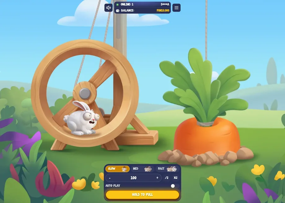 Captura de juego de Rabbits Rush, juego instantáneo de Vortex disponible en 1win