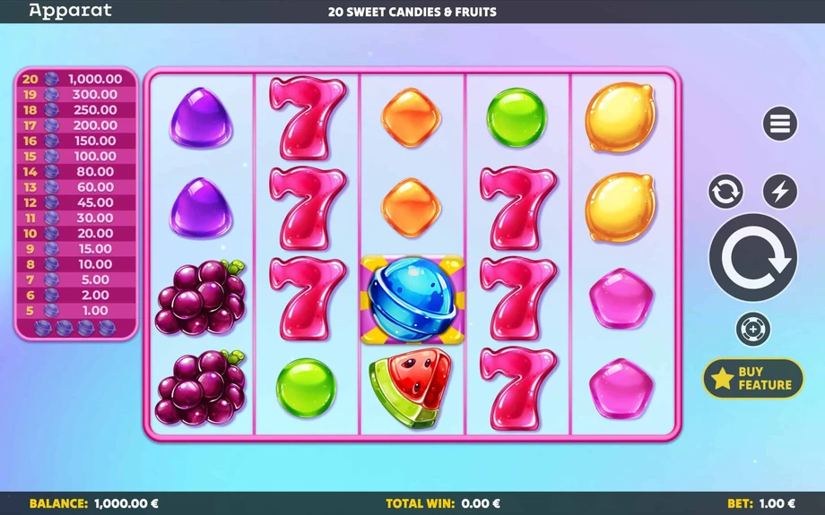 Captura del juego 20 Sweet Candies & Fruits, tragamonedas de Apparat disponible en 1win