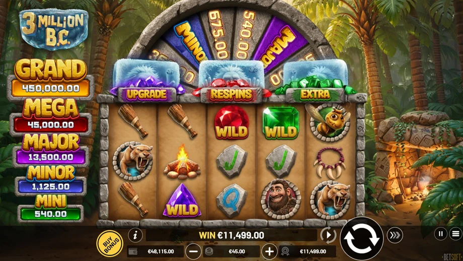 Captura del juego 3 Million B.C., tragamonedas de Betsoft disponible en 1win