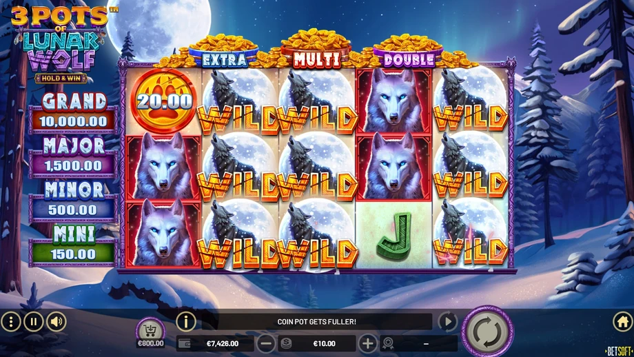 Captura del juego 3 Pots of Lunar Wolf - Hold & Win™, tragamonedas de Betsoft disponible en 1win