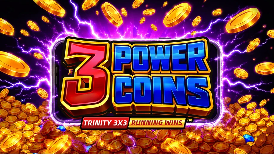 Banner de 3 Power Coins: RUNNING WINS, tragamonedas de Fugaso disponible en 1win