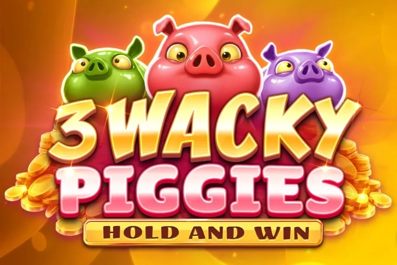 Banner de 3 Wacky Piggies Hold and Win, tragamonedas de Kalamba disponible en 1win