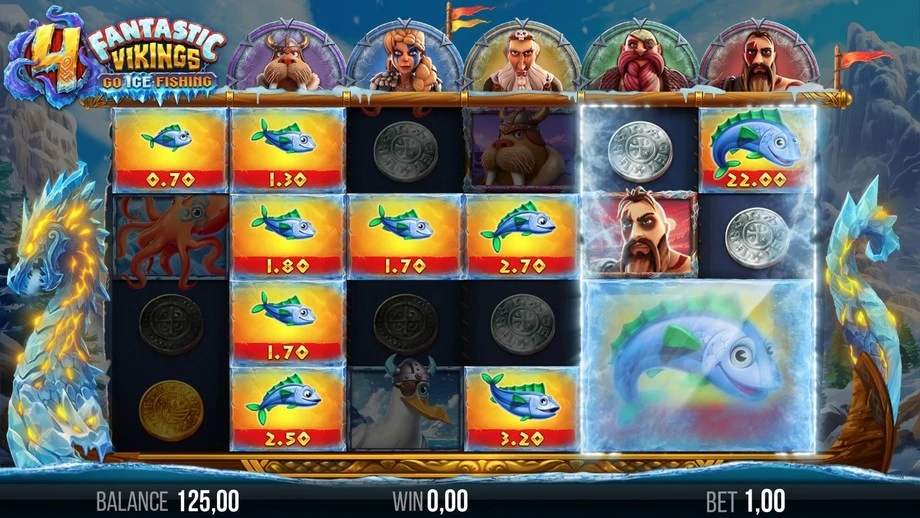 Captura del juego 4 Fantastic Vikings Go Ice Fishing, tragamonedas de Yggdrasil disponible en 1win