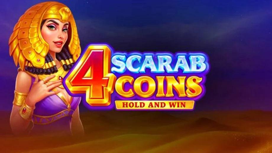 Banner de 4 Scarab Coins: Hold and Win, tragamonedas de Playson disponible en 1win