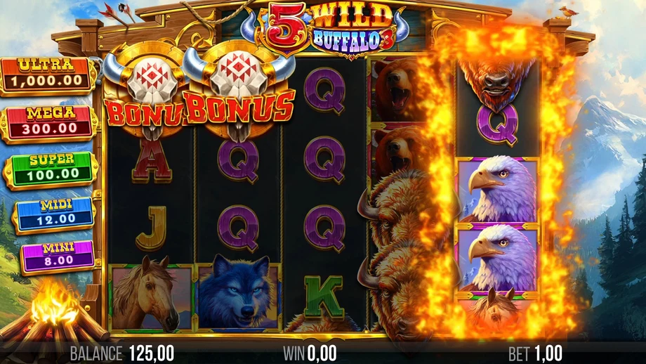 Captura del juego 5 Wild Buffalo 3, tragamonedas de 4ThePlayer disponible en 1win