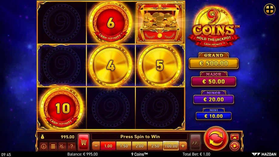 Captura del juego 9 Coins, tragamonedas de VoltEnt disponible en 1win
