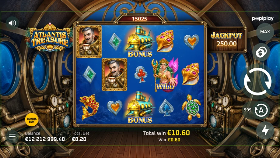 Captura del juego Atlantis Treasure, tragamonedas de PopiPlay disponible en 1win