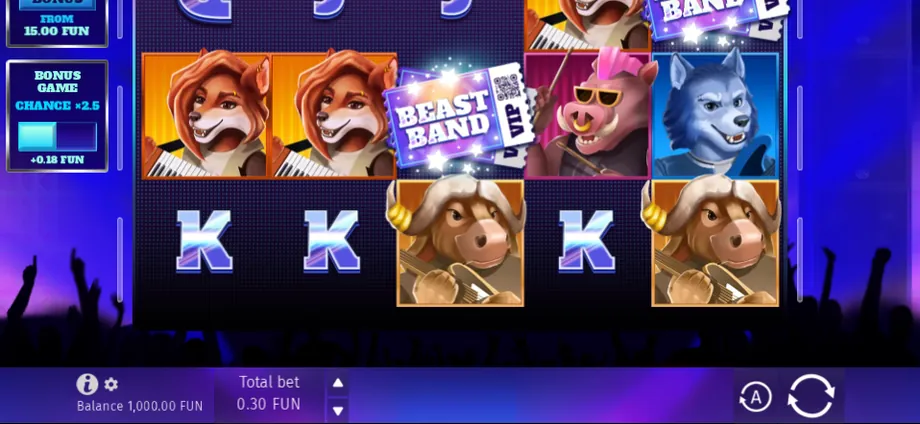 Captura del juego Beast Band, tragamonedas de BGaming disponible en 1win