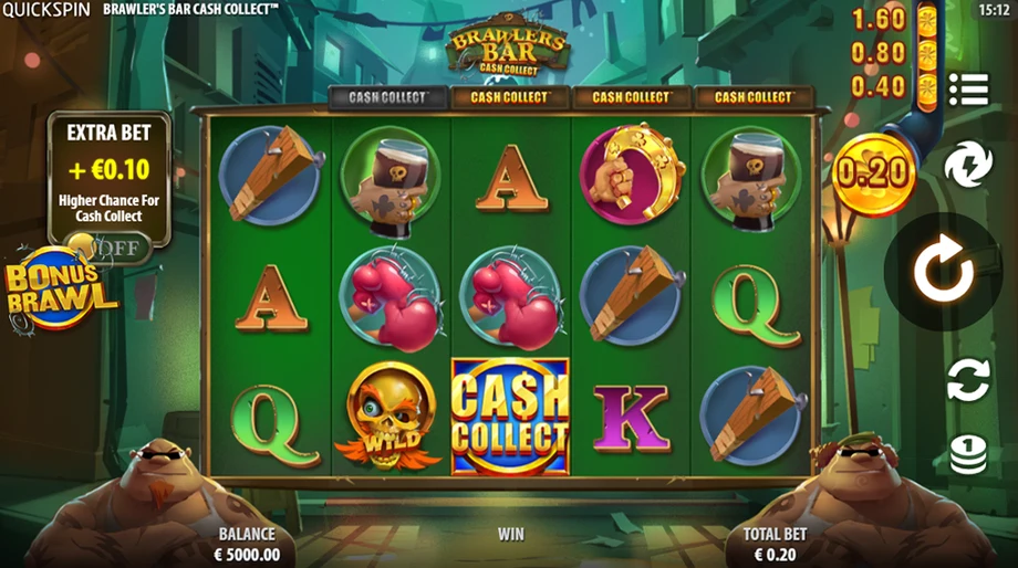 Captura del juego Brawlers Bar Cash Collect, tragamonedas de Quickspin disponible en 1win