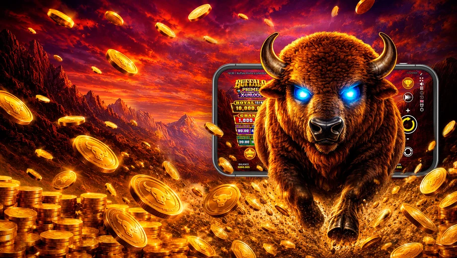 Banner de Buffalo Prime X-UNLOCK RUNNING WINS, tragamonedas de Fugaso disponible en 1win