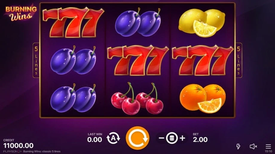 Captura del juego Burning Wins: classic 5 lines, tragamonedas de Playson disponible en 1win