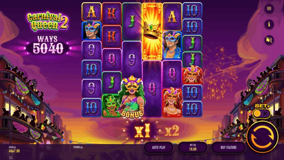 Captura del juego Carnival Queen 2, tragamonedas de Thunderkick disponible en 1win