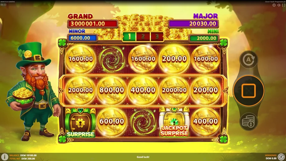 Captura del juego Clover Vault: Progressive JP, tragamonedas de Mancala disponible en 1win