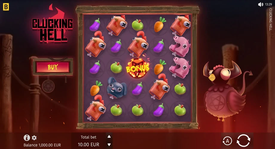 Captura del juego Clucking Hell, tragamonedas de BGaming disponible en 1win