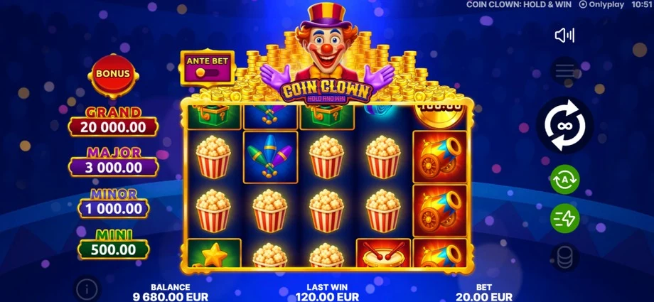 Captura del juego Coin Clown: Hold & Win, tragamonedas de Onlyplay disponible en 1win