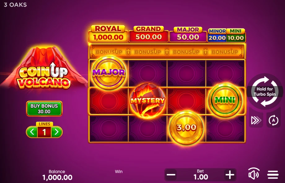 Captura del juego Coin UP Volcano, tragamonedas de 3 Oaks Gaming disponible en 1win