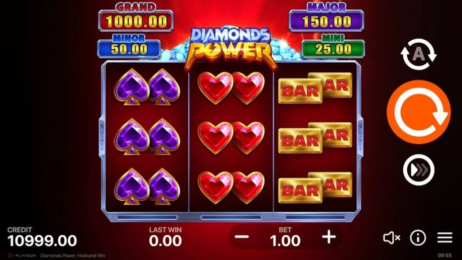 Captura del juego Diamonds Power: Hold and Win, tragamonedas de Playson disponible en 1win