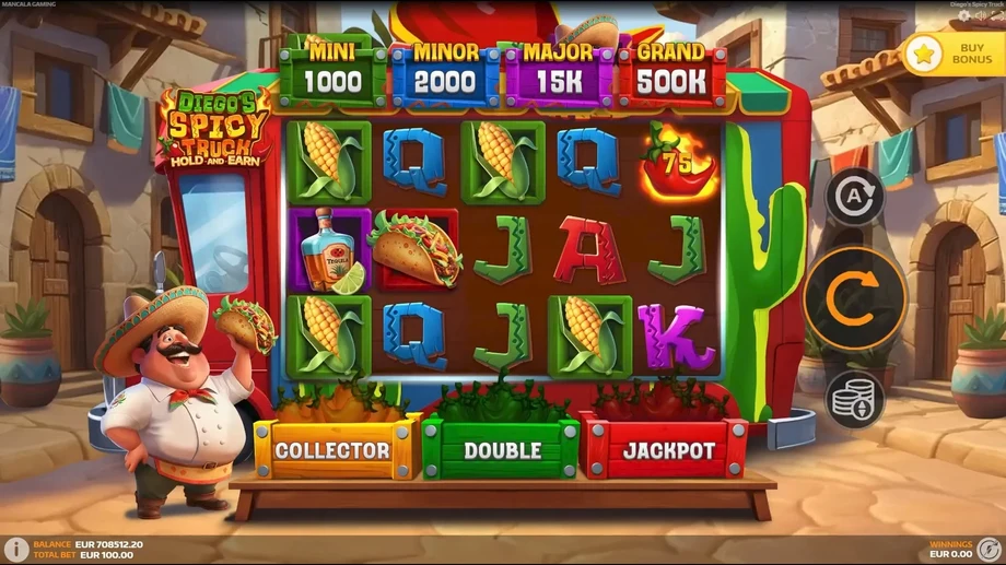 Captura del juego Diego's Spicy Truck, tragamonedas de Mancala disponible en 1win