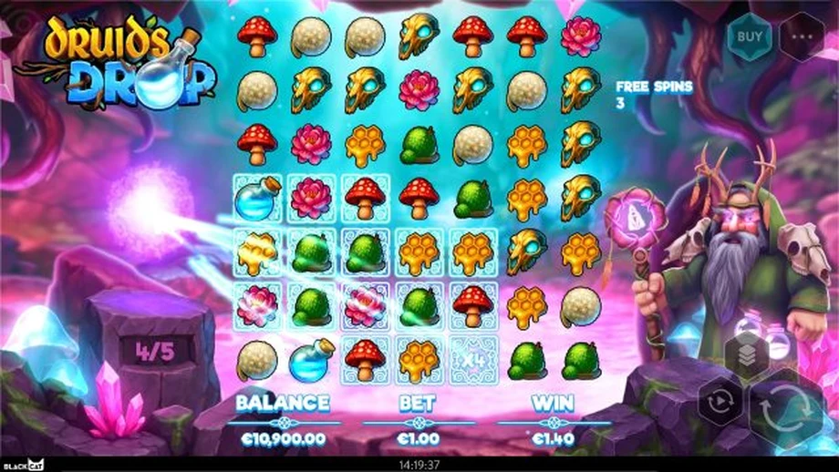 Captura del juego Druid's Drop, tragamonedas de Yggdrasil disponible en 1win