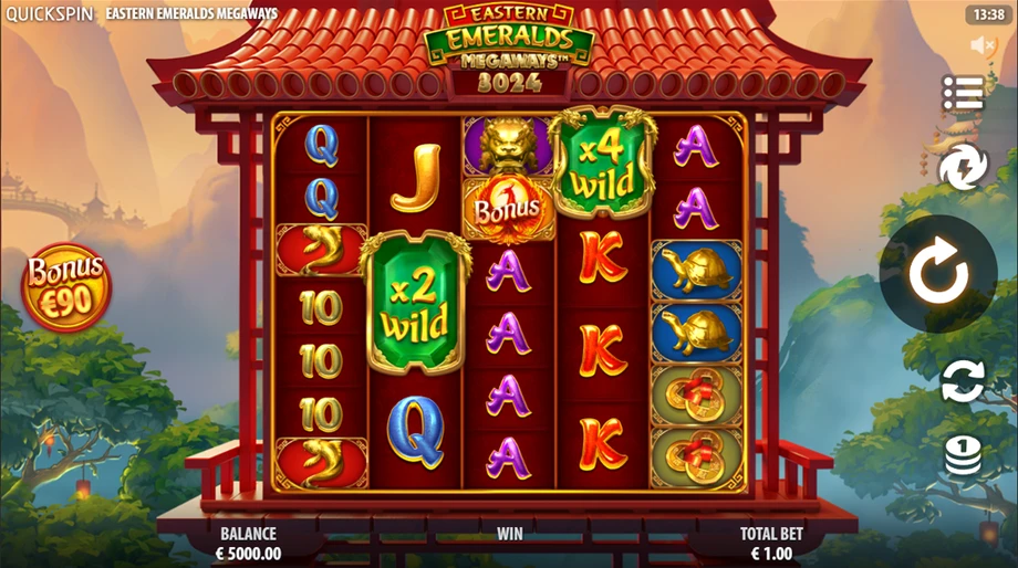 Captura del juego Eastern Emeralds Megaways, tragamonedas de Quickspin disponible en 1win
