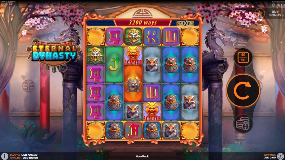 Captura del juego Eternal Dynasty, tragamonedas de Mancala disponible en 1win