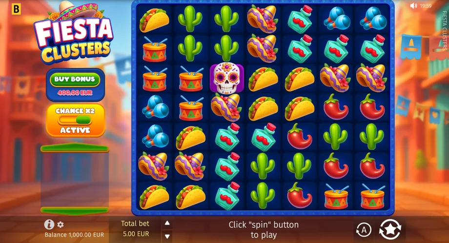 Captura del juego Fiesta Clusters, tragamonedas de BGaming disponible en 1win