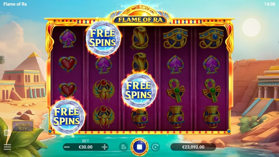 Captura del juego Flame of Ra, tragamonedas de Evoplay disponible en 1win