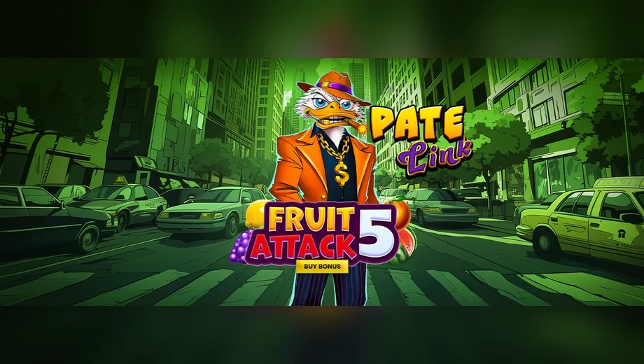 Banner de Fruit Attack 5 Pate Link, tragamonedas de Pateplay disponible en 1win