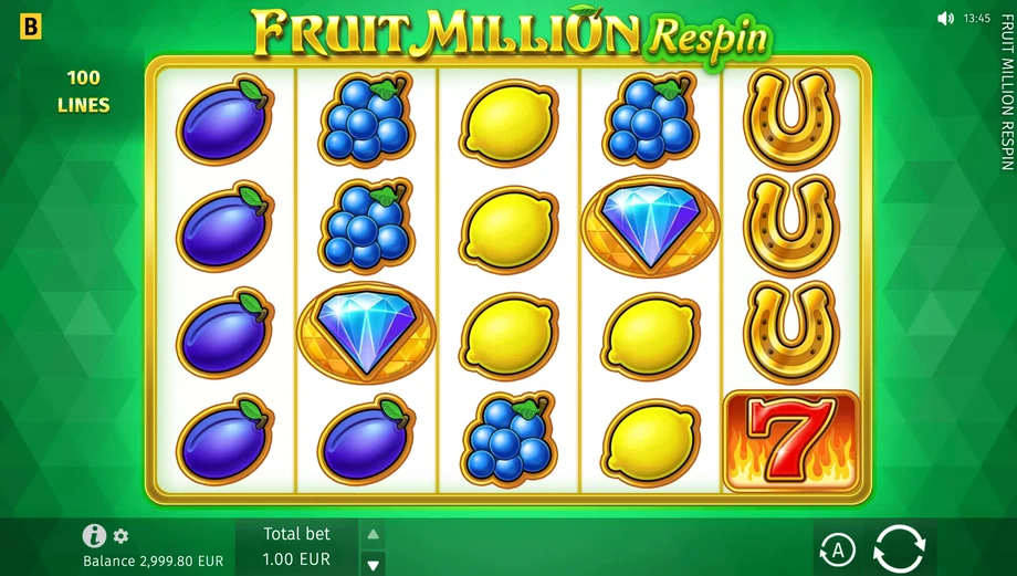 Captura del juego Fruit Million Respin, tragamonedas de BGaming disponible en 1win