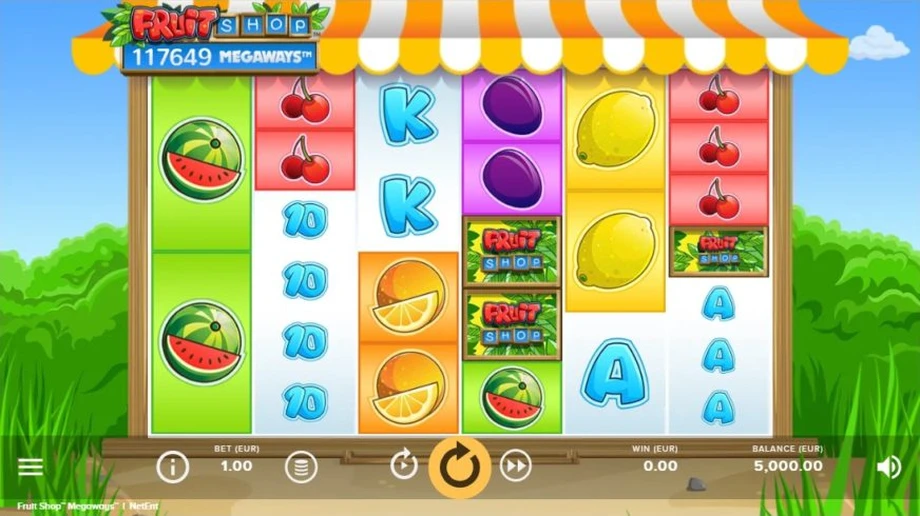 Captura del juego Fruit Shop Megaways, tragamonedas de NetEnt disponible en 1win