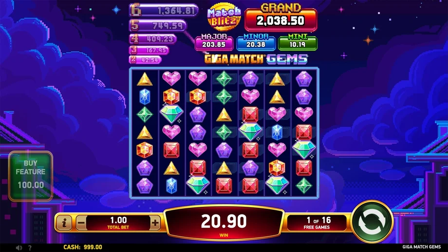 Captura del juego Giga Match Gems, tragamonedas de RubyPlay disponible en 1win