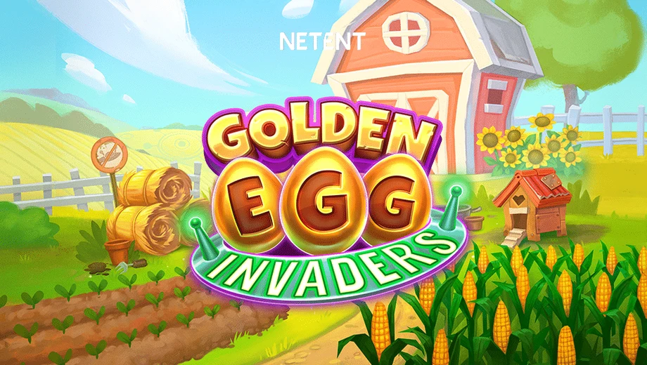 Banner de Golden Egg Invaders, tragamonedas de NetEnt disponible en 1win