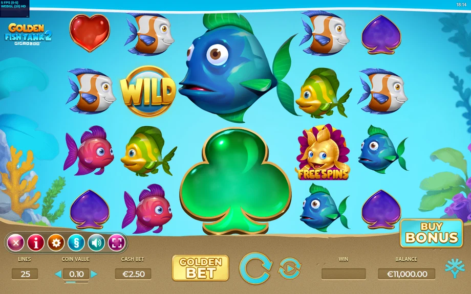 Captura del juego Golden Fish Tank 2 Gigablox, tragamonedas de Yggdrasil disponible en 1win