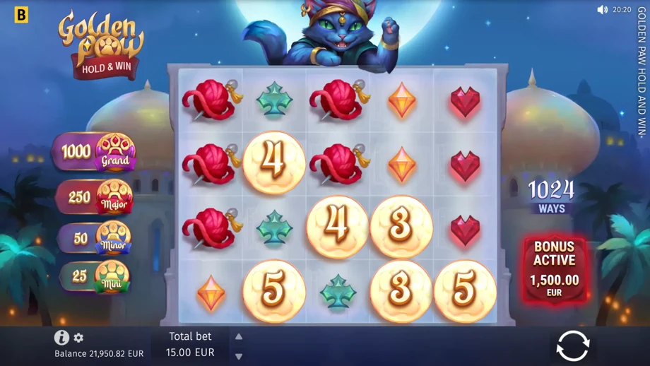 Captura del juego Golden Paw Hold & Win, tragamonedas de BGaming disponible en 1win