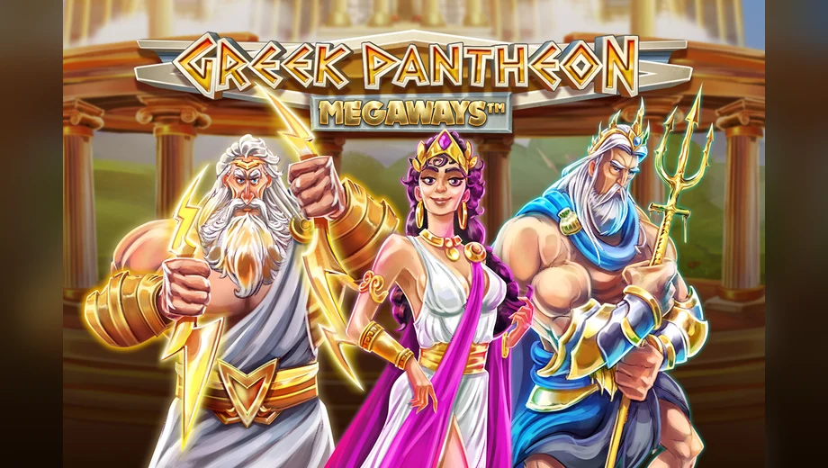Banner de Greek Pantheon Megaways, tragamonedas de Gameart disponible en 1win