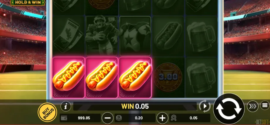 Captura del juego Gridiron Fortune - Hold & Win™, tragamonedas de Betsoft disponible en 1win