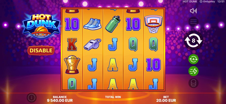 Captura del juego Hot Dunk, tragamonedas de Onlyplay disponible en 1win
