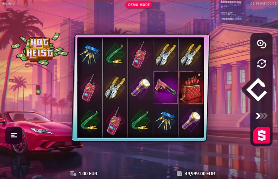 Captura del juego Hot Heist, tragamonedas de True Labs disponible en 1win