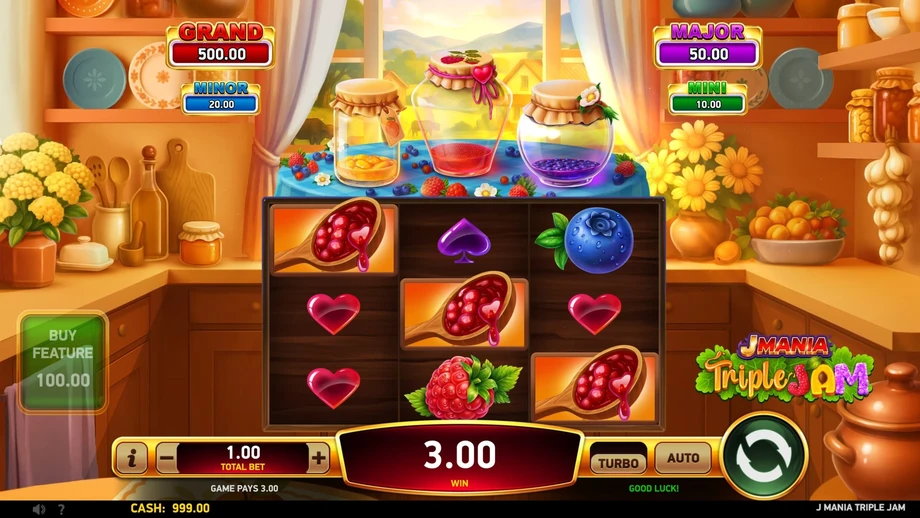 Captura del juego J Mania Triple Jam, tragamonedas de RubyPlay disponible en 1win