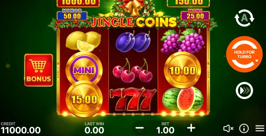 Captura del juego Jingle Coins: Hold and Win, tragamonedas de Playson disponible en 1win