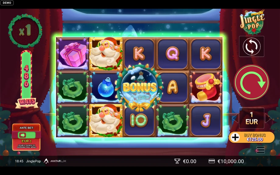 Captura del juego JinglePop, tragamonedas de AvatarUX disponible en 1win