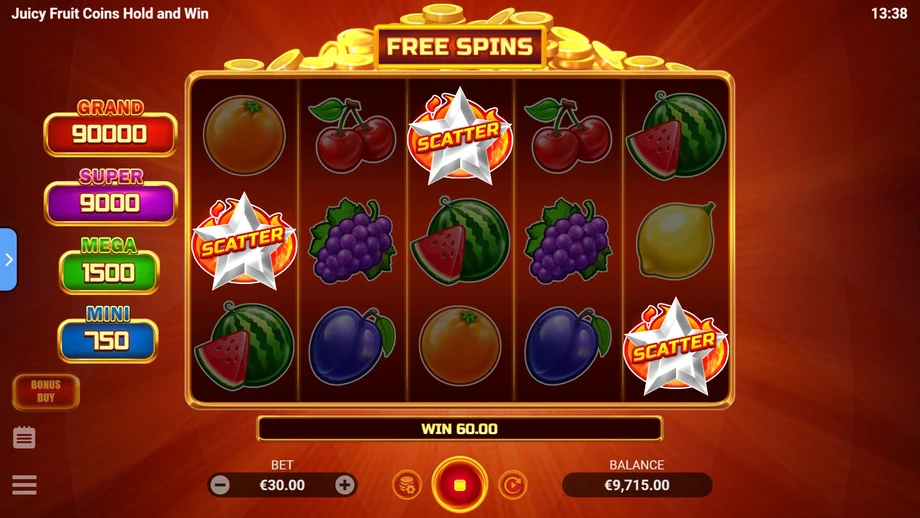 Captura del juego Juicy Fruit Coins Hold and Win, tragamonedas de Evoplay disponible en 1win