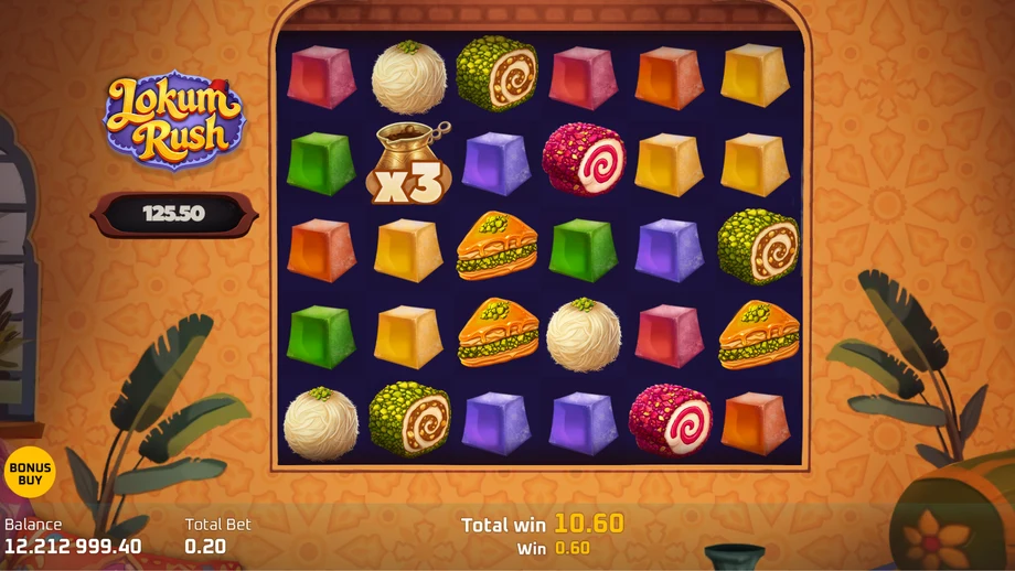 Captura del juego Lokum Rush, tragamonedas de PopiPlay disponible en 1win