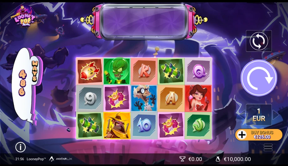 Captura del juego LooneyPop, tragamonedas de AvatarUX disponible en 1win