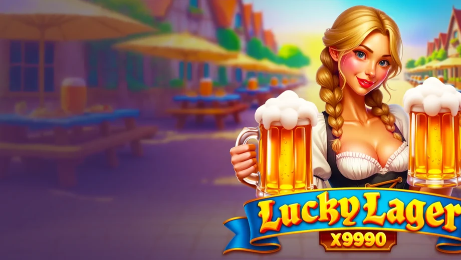 Banner de Lucky Lager x9990, tragamonedas de BGaming disponible en 1win