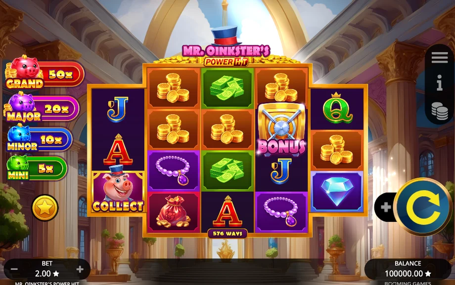 Captura del juego Mr. Oinkster's Power Hit, tragamonedas de Booming Games disponible en 1win