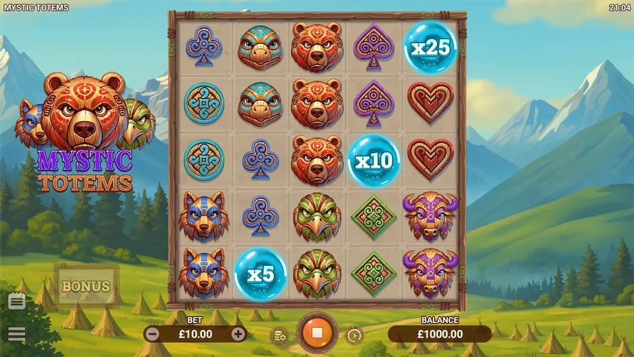Captura del juego Mystic Totems, tragamonedas de Evoplay disponible en 1win