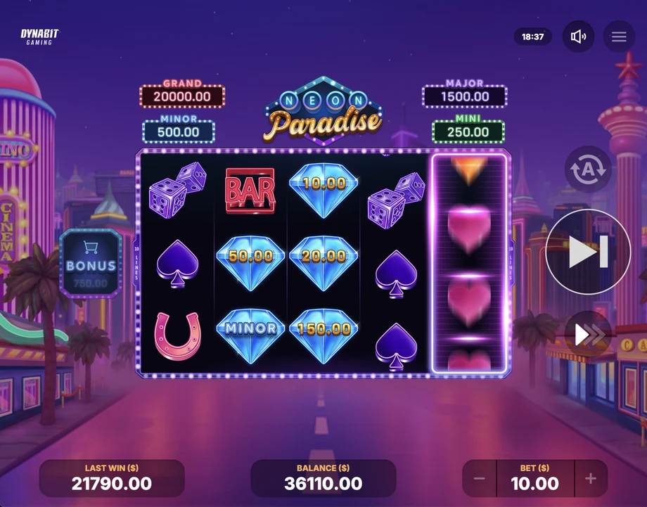 Captura del juego Neon Paradise: Hold And Win, tragamonedas de DynabitGaming disponible en 1win