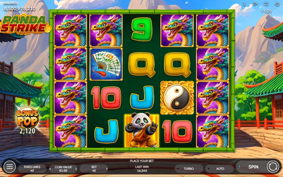 Captura del juego Panda Strike, tragamonedas de Endorphina disponible en 1win